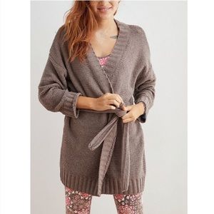 Aerie Chenille Tie Waist Belted Cozy Soft Knit Cardigan